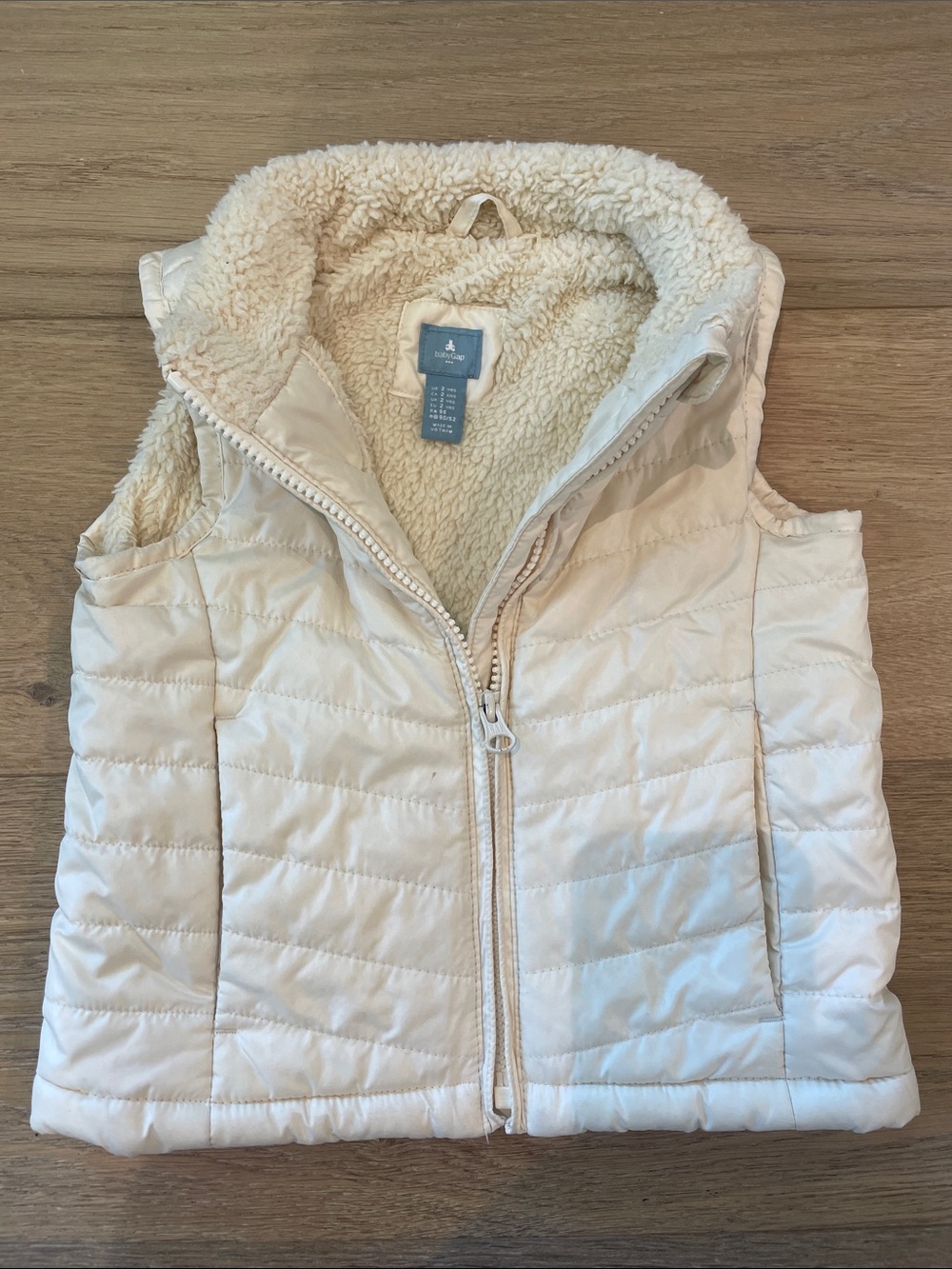 GAP Cream Quilted Sherpa-Lined Vest